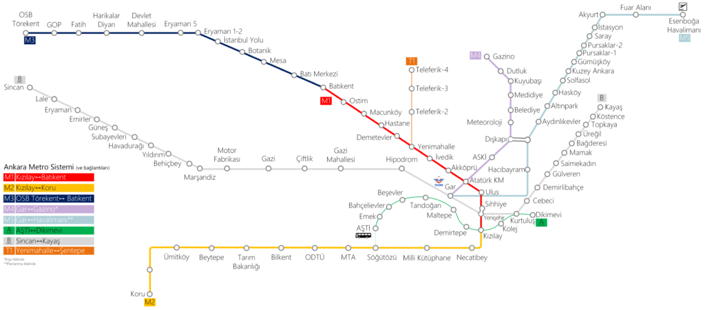 Схема метро Анкары Схема метро Анкары